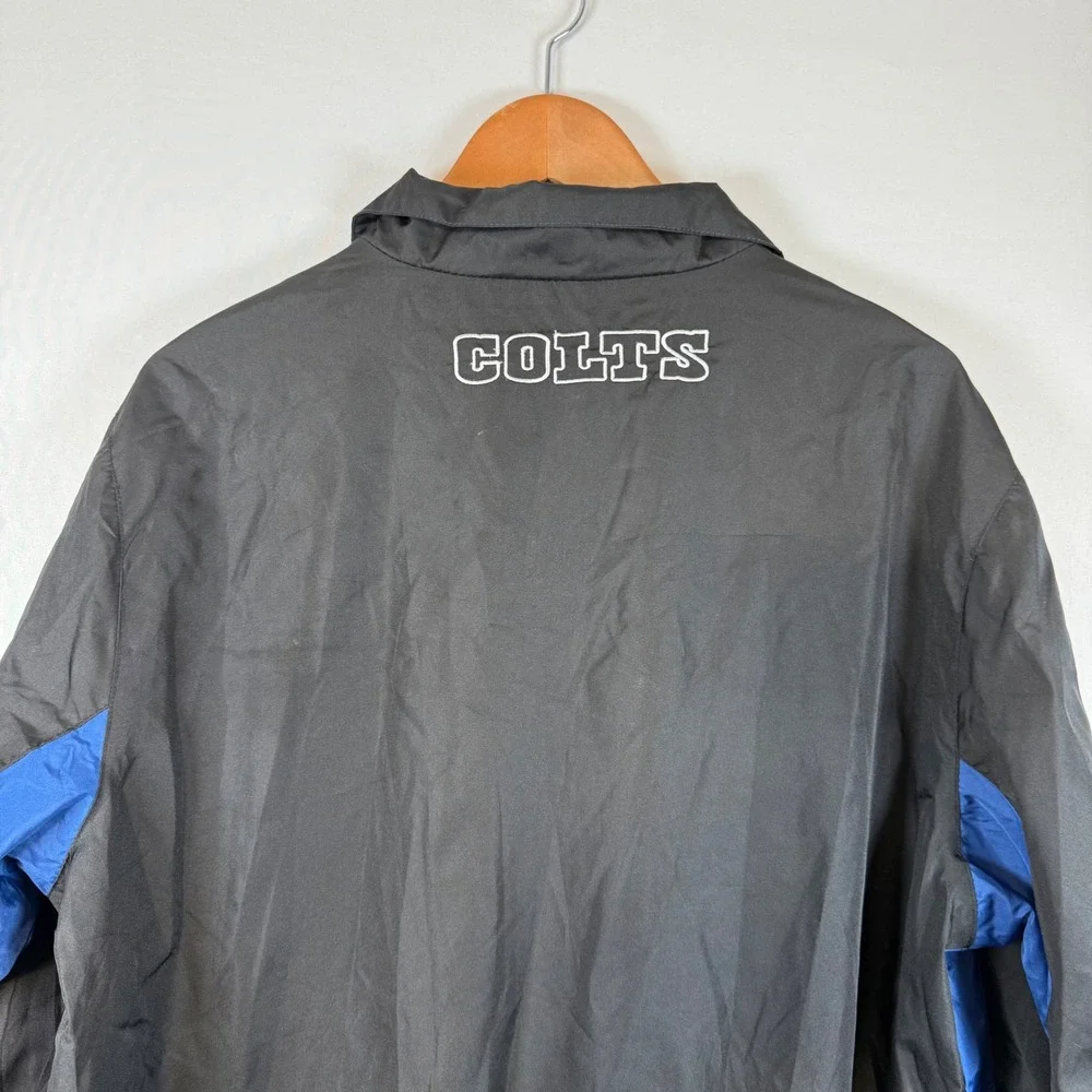 Indianapolis Colts NFL Pullover Windbreaker Quarter Zip Jacket Mens M Black Blue